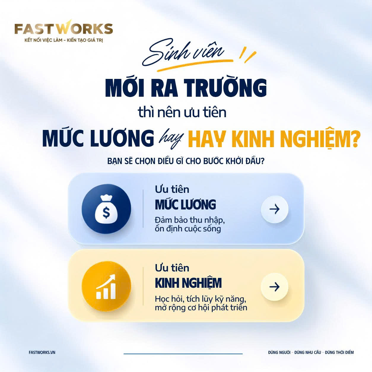 Sinh viên mới ra trường nên ưu tiên mức lương hay kinh nghiệm?